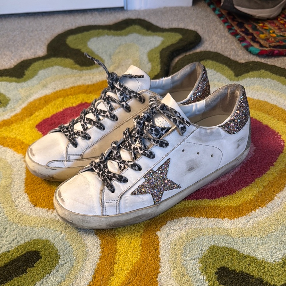 Golden Goose Superstar Pink and Silver Glitter Sneakers LIKE NEW size 40